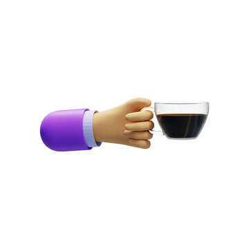 Hand holding a coffee cup 3d render  