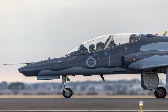 Avalon, Australia - February 26, 2013: Royal Australian Air Force (RAAF) BAE Hawk 127 lead in fighter trainer aircraft A27-33.
