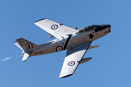 RAAF Williams, Point Cook, Australia - March 2, 2014: Former Royal Australian Air Force (RAAF) Commonwealth Aircraft Corporation CA-27 Sabre (F-86 Sabre) jet aircraft VH-IPN..