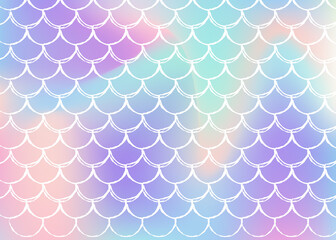 Holographic scale background with gradient mermaid.