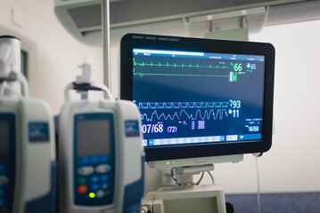  digital vital signs of measuring heart and blood pressure monitor 