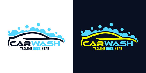 Car detailing washing bubble water clean service logo design icon vector background