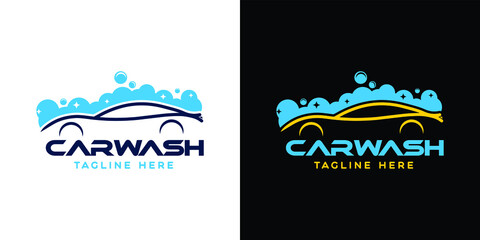 Car detailing washing bubble water clean service logo design icon vector background