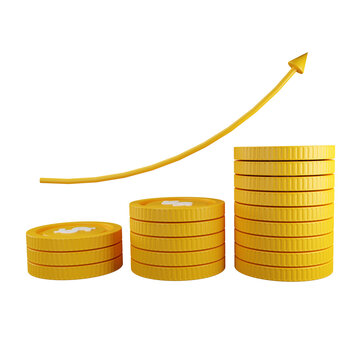 3d Business graph golden coin 