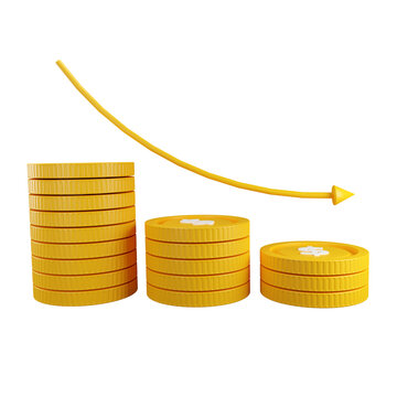 3d Business graph golden coin 
