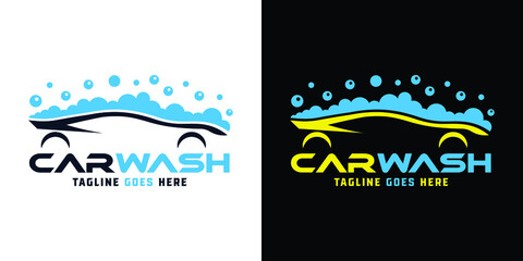 Car detailing washing bubble water clean service logo design icon vector background