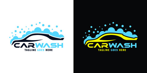 Car detailing washing bubble water clean service logo design icon vector background