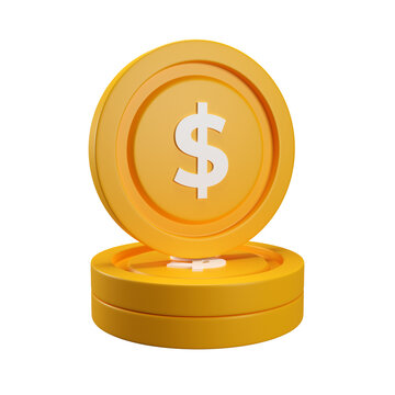 3D render stack of golden coin