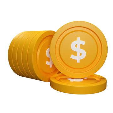 3D render stack of golden coin