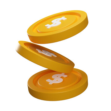 3D render stack of golden coin