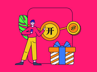 Invite friends to get red envelopes vector concept illustration
