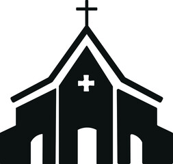 catholic church black vector icon
