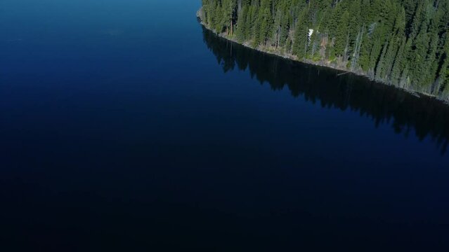 Flying over Odell Lake in the Willamette Valley in Oregon