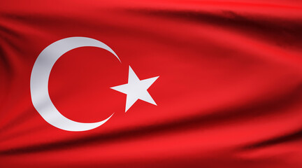 Turkey flag waving in the wind