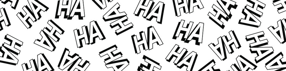 Joker laugh HA HA pattern on white background. Vector EPS 10