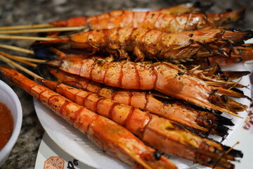 grilled shrimp on a grill