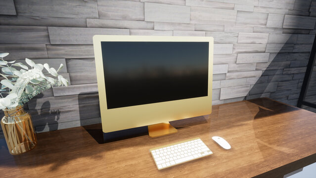 Computer Mockup Gold