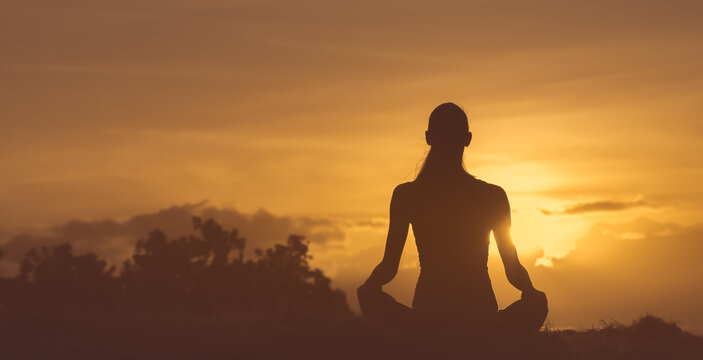 Meditation at sunrise 