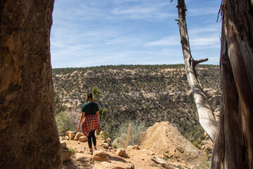 woman hiking in canyon