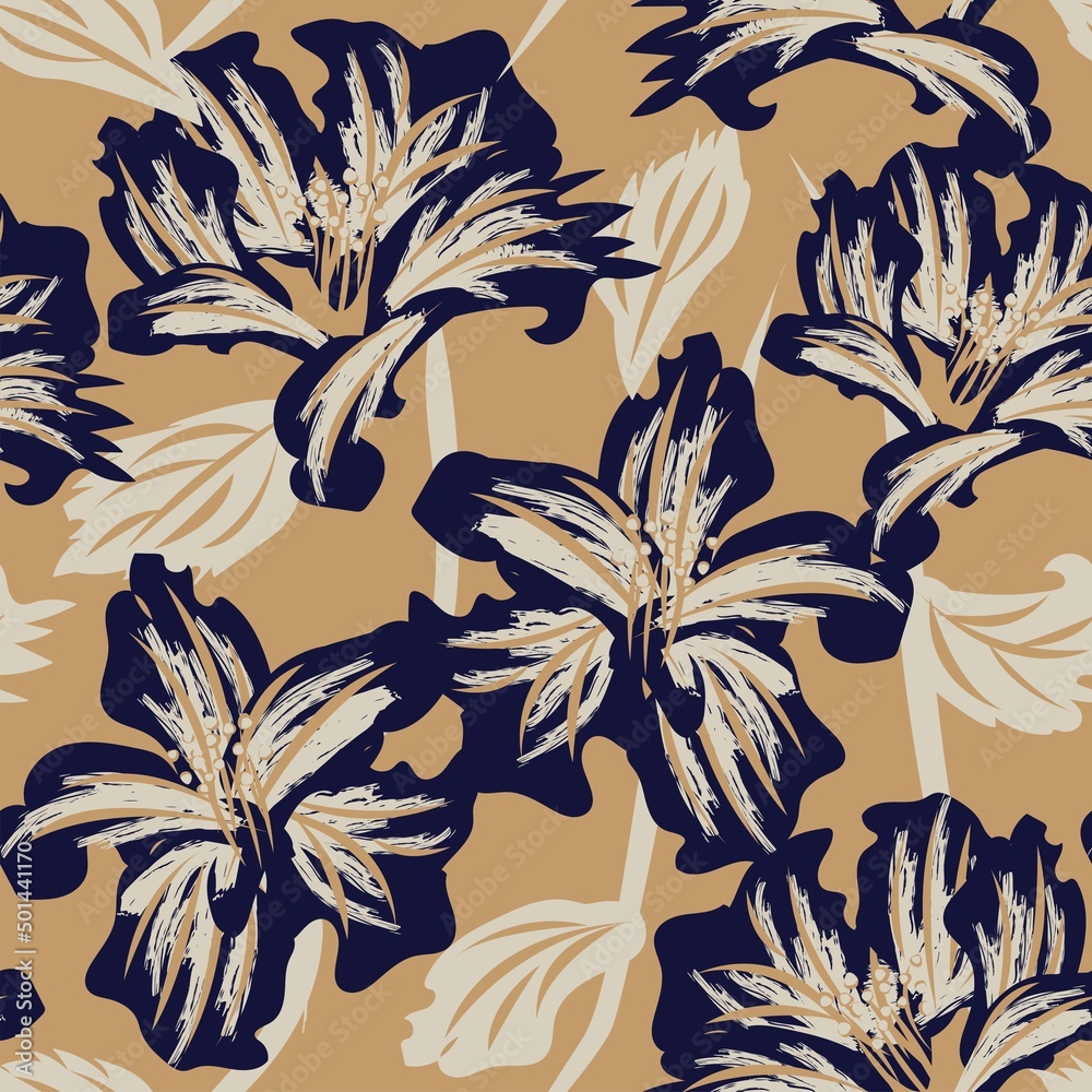 Wall mural Floral Brush strokes Seamless Pattern Design