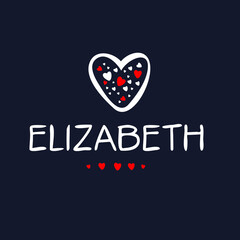 Elizabeth Calligraphy female name, Vector illustration.