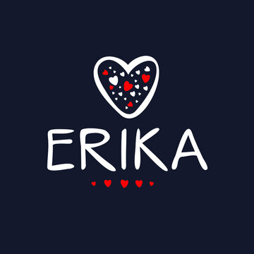 Erika Calligraphy female name, Vector illustration.