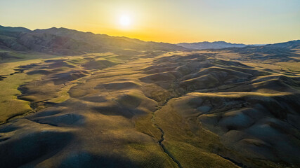 Captivating and unique landscape formations in the sunset.  Aerial views are unique.
