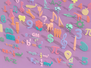 colorful symbol of learning for kids.3d rendering