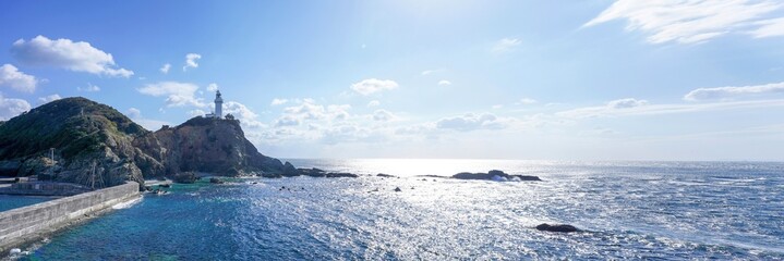光を浴びて輝く佐多岬のパノラマ情景＠愛媛