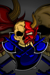 Skull and ax vector illustration