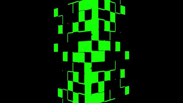 Black abstract Gate moves on green screen. CG animated transition with chroma key.