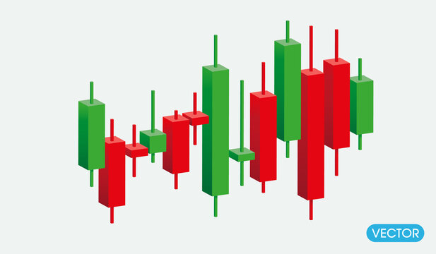 Growth stock diagram financial graph. candlestick icon trading stock or forex 3d icon vector illustration style