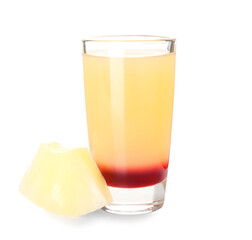 Tasty Pineapple Upside Down Cake Shot on white background
