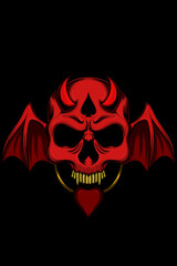 Skull demon with bat wings vector illustration
