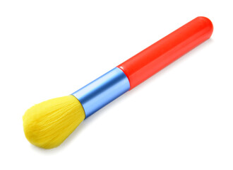 Colorful makeup brush on white background