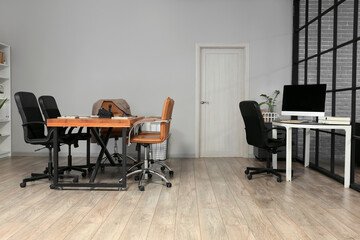 Interior of office with modern furniture