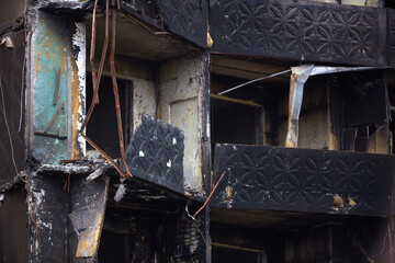 War of Russia against Ukraine. A residential building damaged by an enemy aircraft in the...