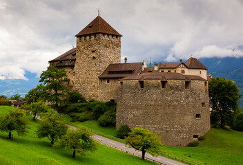 Fototapeta na wymiar View of medieval Vaduz castle, palace of the Prince of Liechtenstein