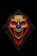 Skull crown with black robe vector illustration