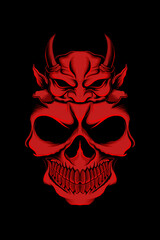 Red skull and damon vector illustration