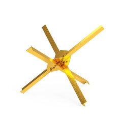 Golden Anti Tank Hedgehog Defence Barrage. 3d Rendering