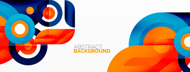 Abstract round shapes background. Minimalist decoration. Geometric background with circles and rings