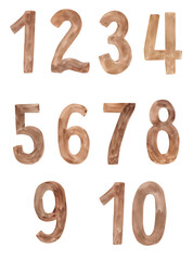 Watercolor numbers, illustration for kids
