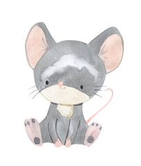 Watercolor mouse illustration for kids