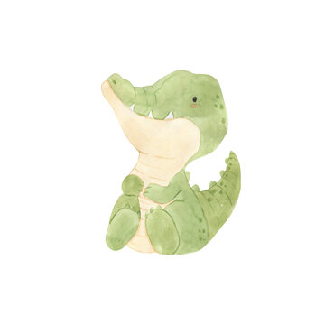 Watercolor alligator illustration for kids