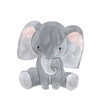 Watercolor elephant illustration for kids