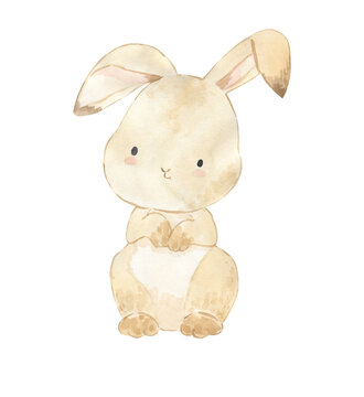 Watercolor bunny illustration for kids