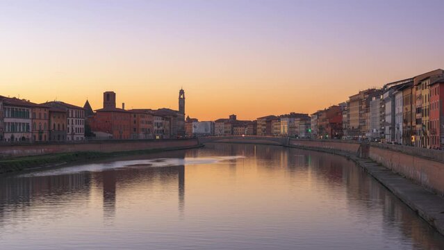 Pisa, Italy skyline on the Arno River