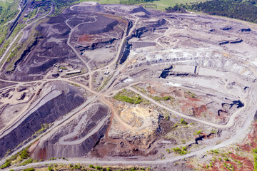 Blast furnace and steel-making slag dumps. View from above.