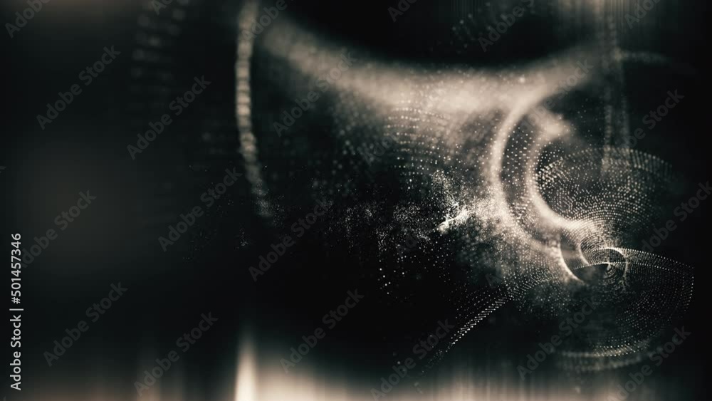 Aufkleber Futuristic abstract de-focus Metaverse data matrix, meta, telemetry and encrypt numbers display with particles simulation in cyber space environment for HUD loop background